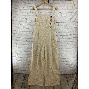 Fishbowl Linen Blend Jumper Romper Overall Womens Jr sz‎ 7 Beige
